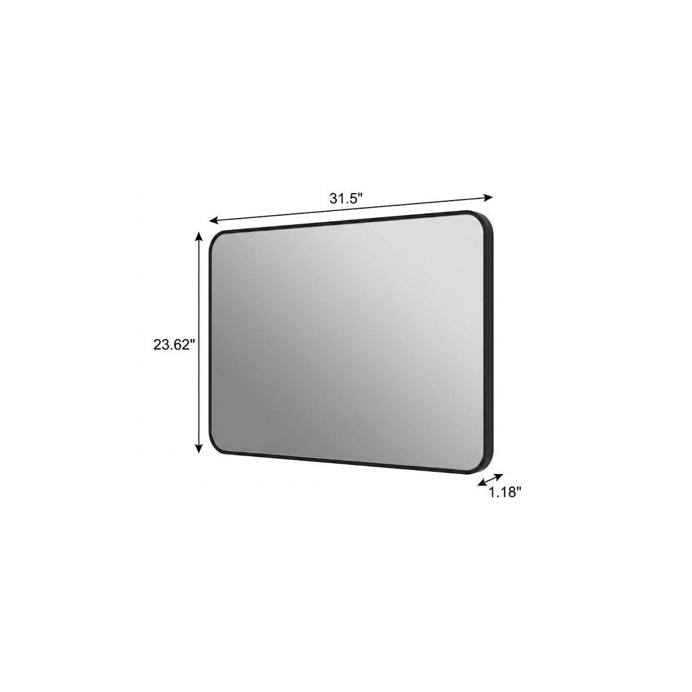 24" Black Aluminum Lighted Framed Anti Fog Bathroom Vanity Mirror