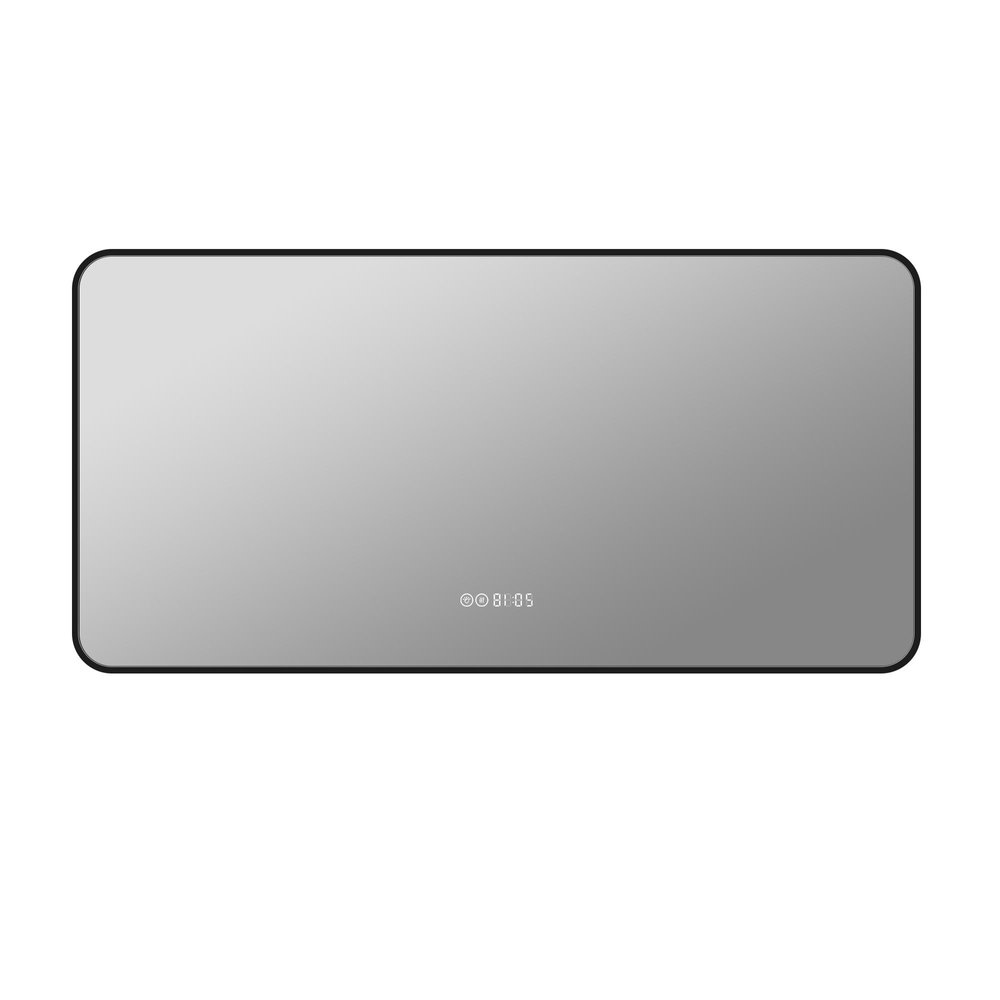 24" Black Aluminum Lighted Framed Anti Fog Bathroom Vanity Mirror