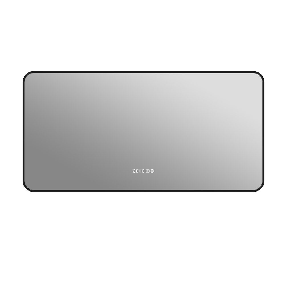 24" Black Aluminum Lighted Framed Anti Fog Bathroom Vanity Mirror