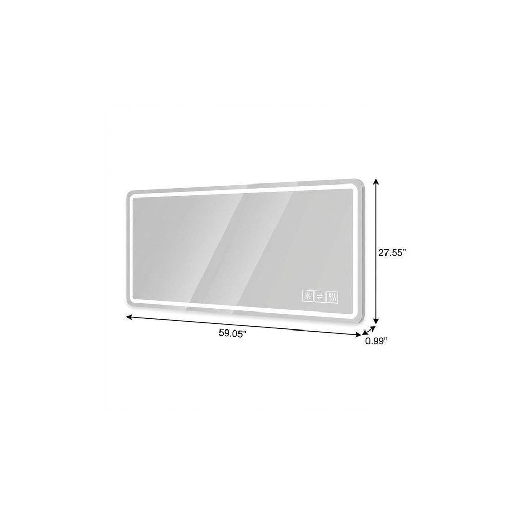 28" Lighted Frameless Anti Fog Bathroom Vanity Mirror