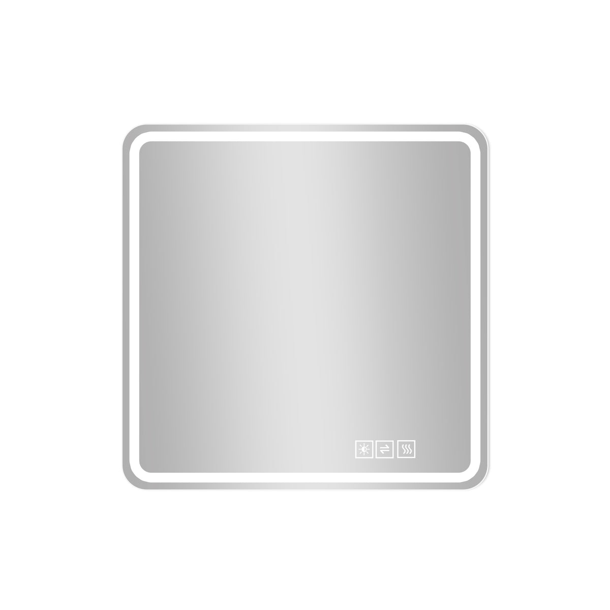 36" Square Lighted Frameless Anti Fog Bathroom Vanity Mirror