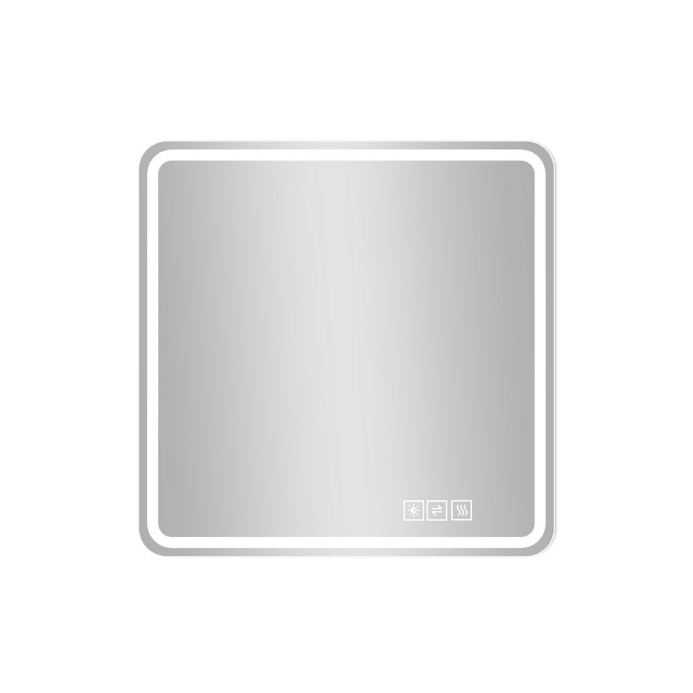 36" Square Lighted Frameless Anti Fog Bathroom Vanity Mirror