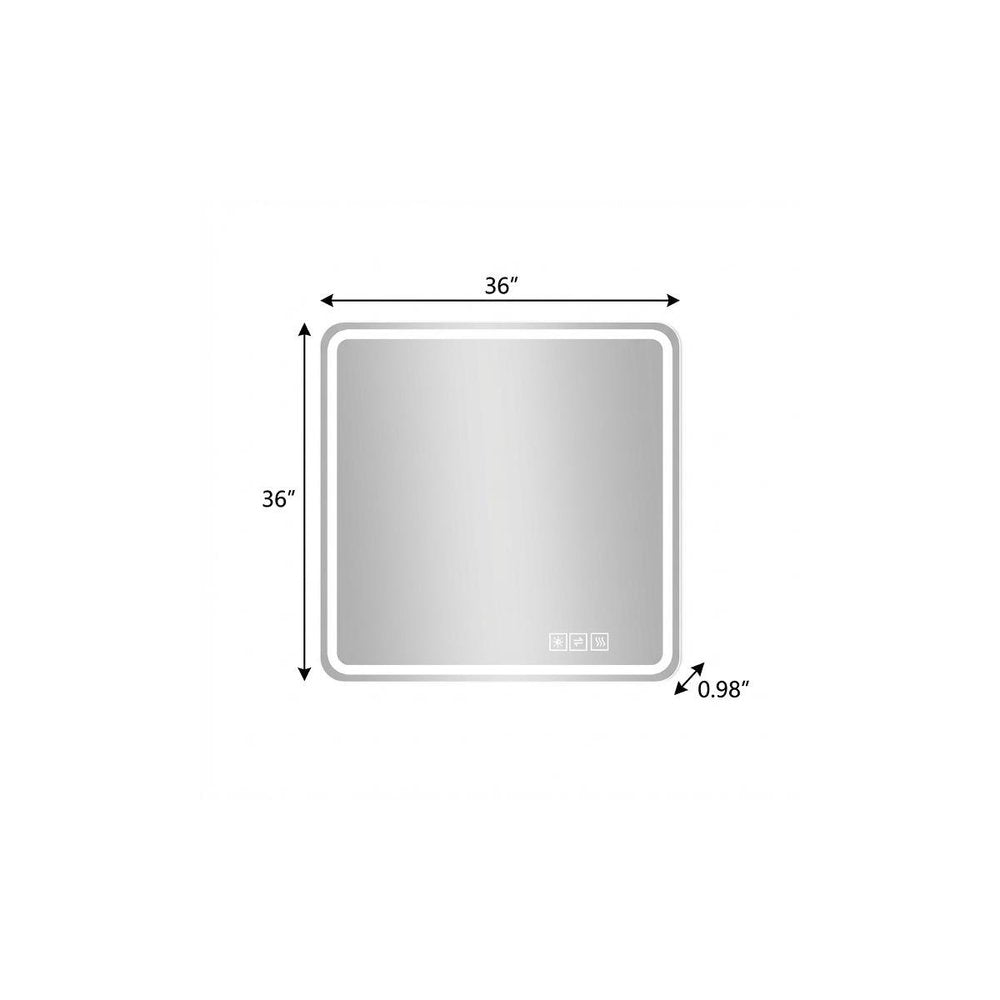 36" Square Lighted Frameless Anti Fog Bathroom Vanity Mirror