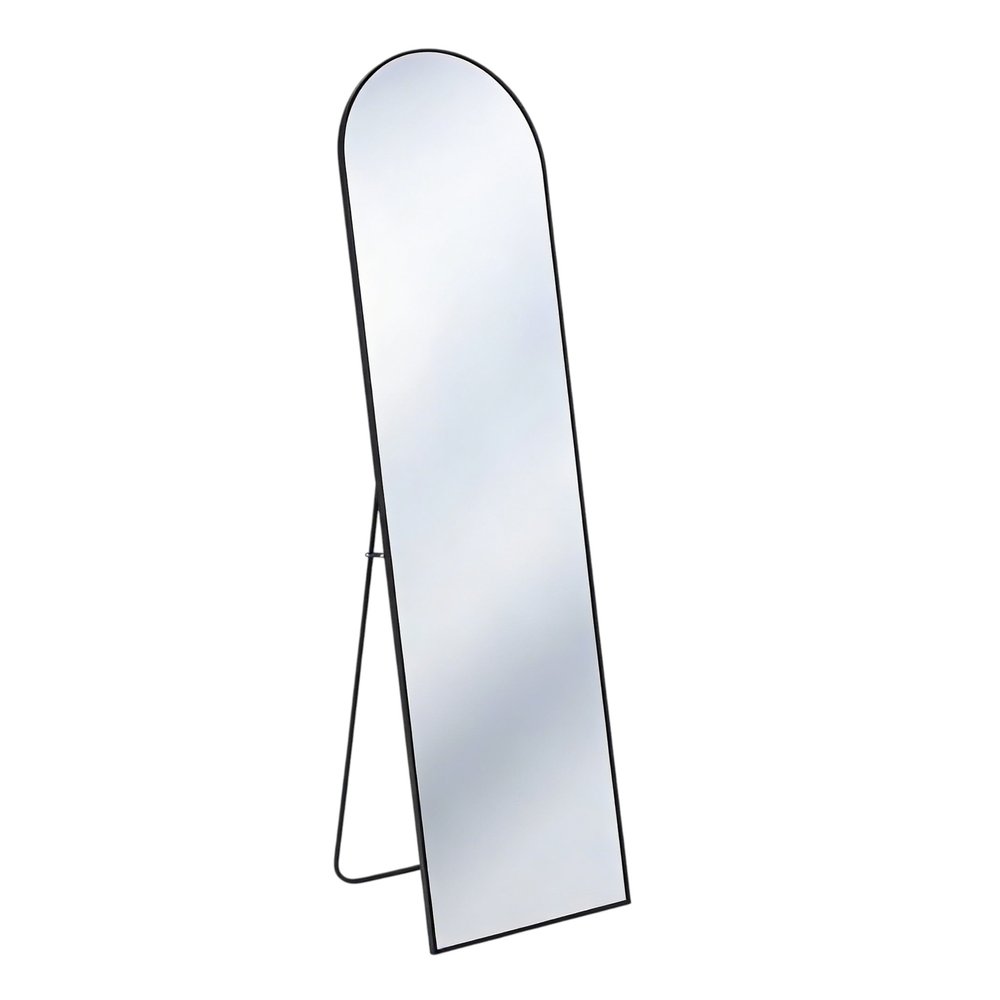 59" Black Aluminum Arch Freestanding And Wall Mounted Framed Full Length Mirror