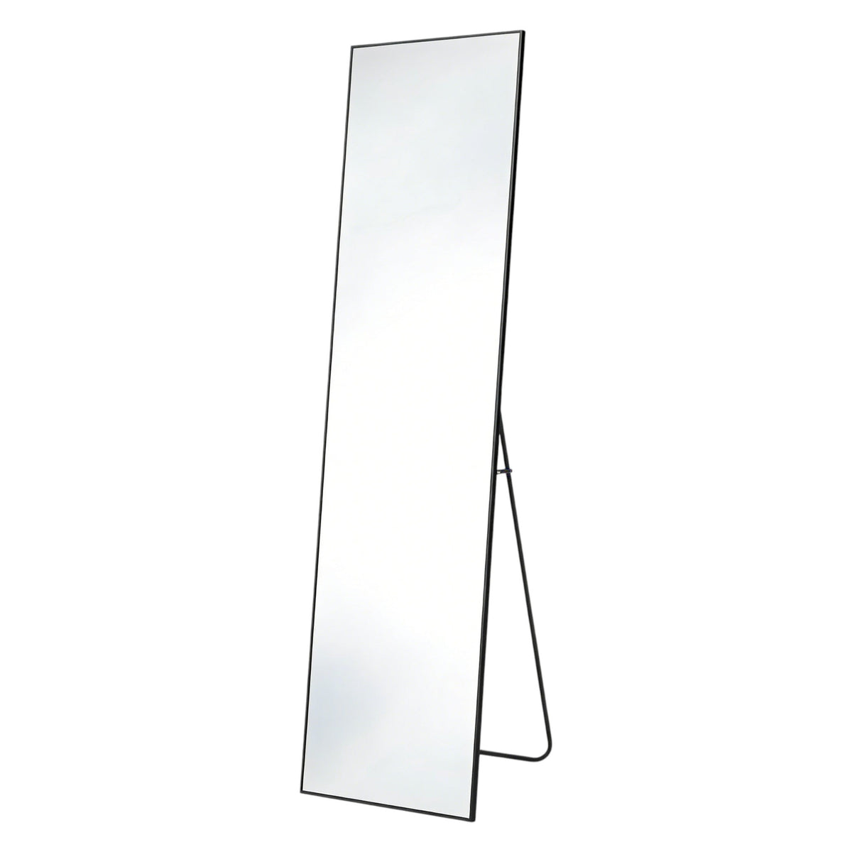 59" Black Aluminum Freestanding And Wall Mounted Framed Full Length Mirror