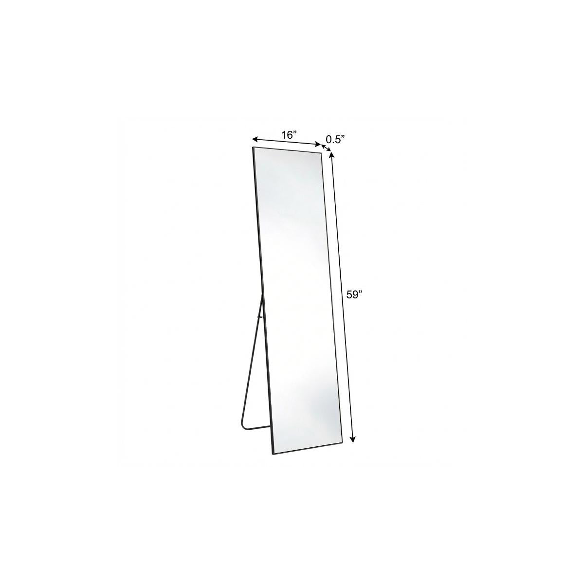 59" Black Aluminum Freestanding And Wall Mounted Framed Full Length Mirror