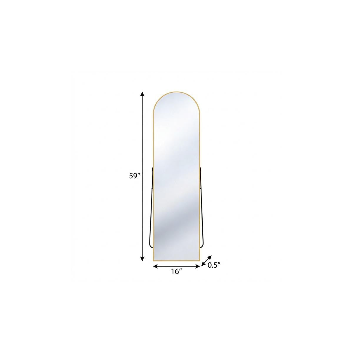 59" Gold Aluminum Arch Freestanding And Wall Mounted Framed Full Length Mirror