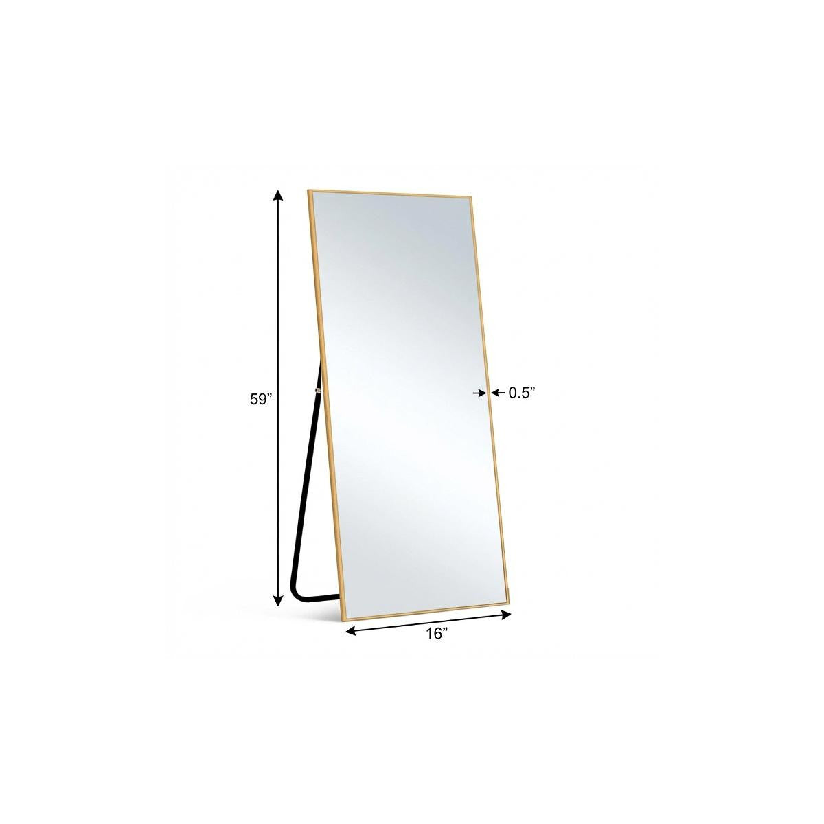 59" Gold Aluminum Freestanding And Wall Mounted Framed Full Length Mirror