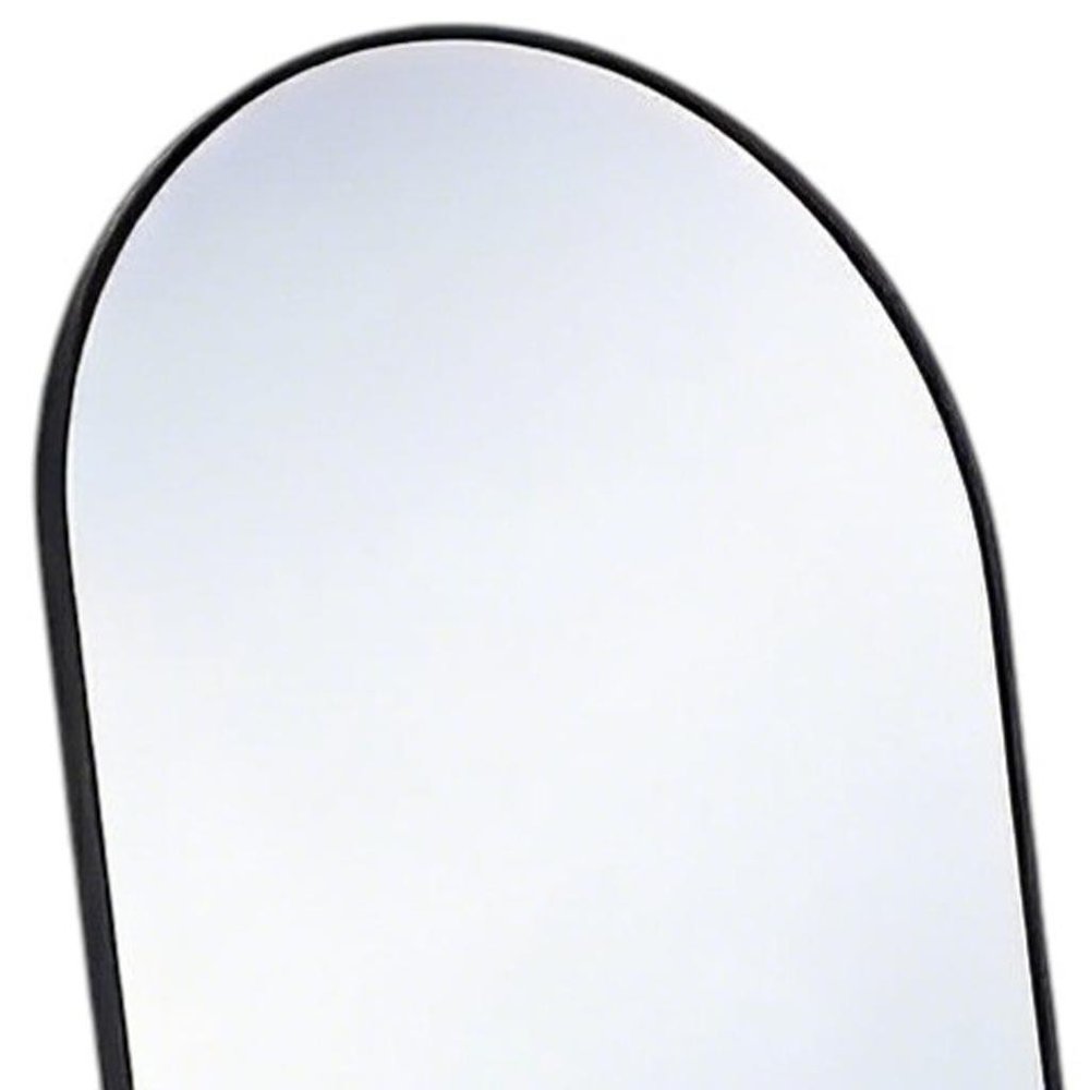 64" Black Aluminum Arch Freestanding And Wall Mounted Framed Full Length Mirror