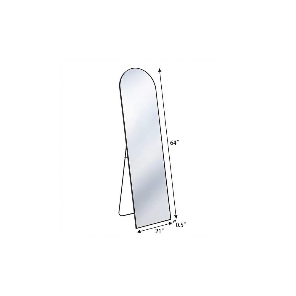 64" Black Aluminum Arch Freestanding And Wall Mounted Framed Full Length Mirror