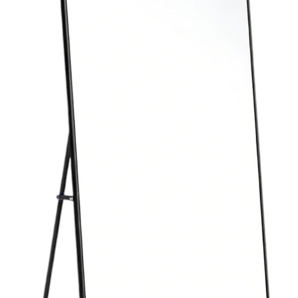 64" Black Aluminum Freestanding And Wall Mounted Framed Full Length Mirror