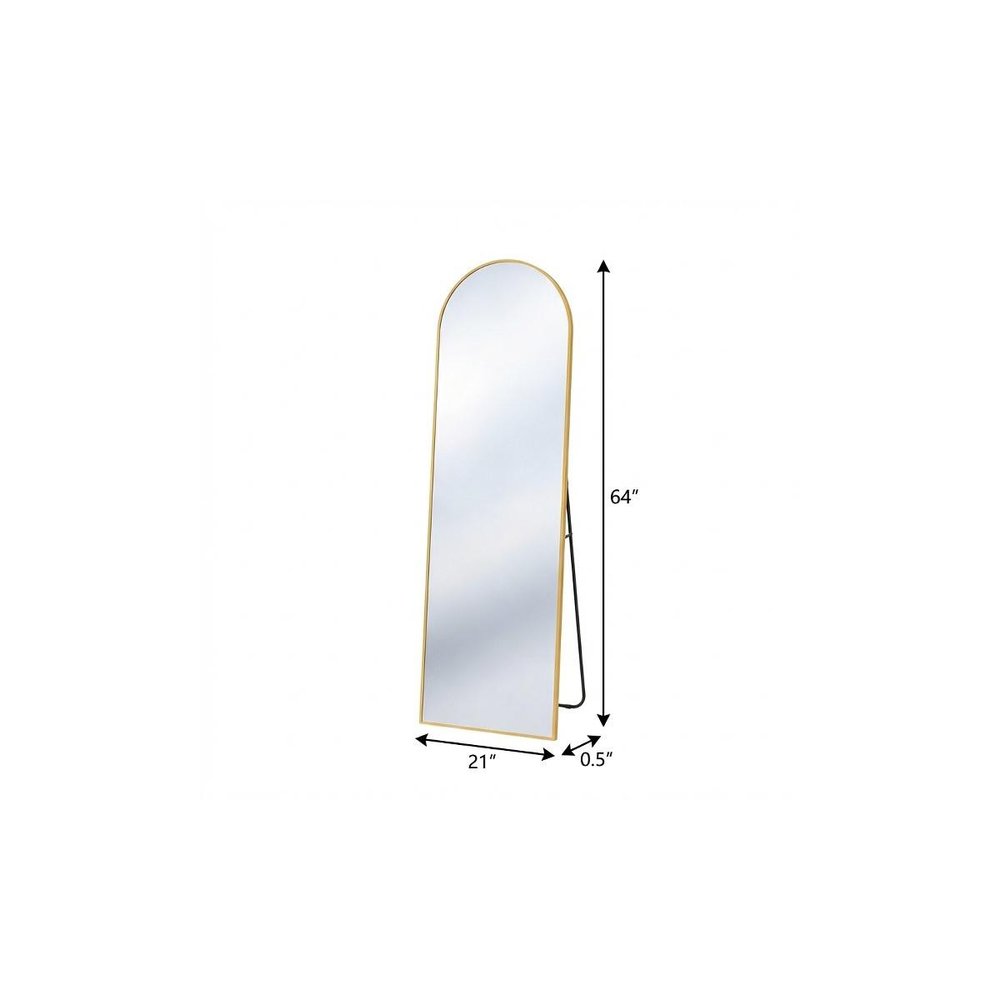64" Black Aluminum Arch Freestanding And Wall Mounted Framed Full Length Mirror