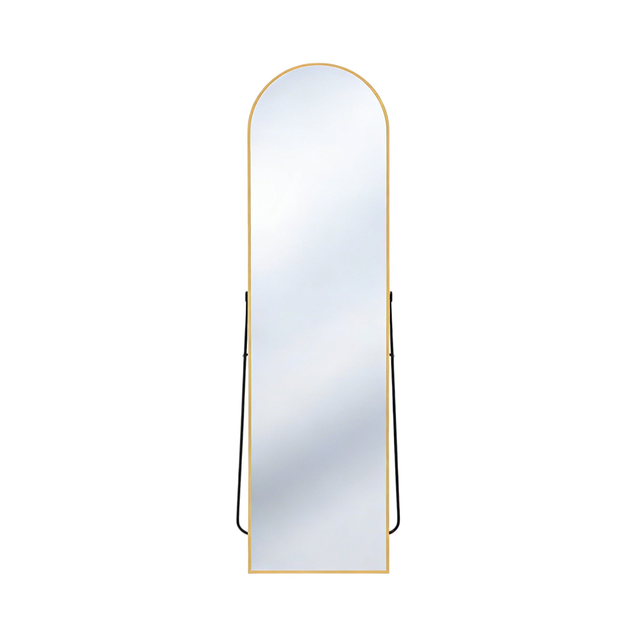 64" Gold Aluminum Arch Freestanding And Wall Mounted Framed Full Length Mirror