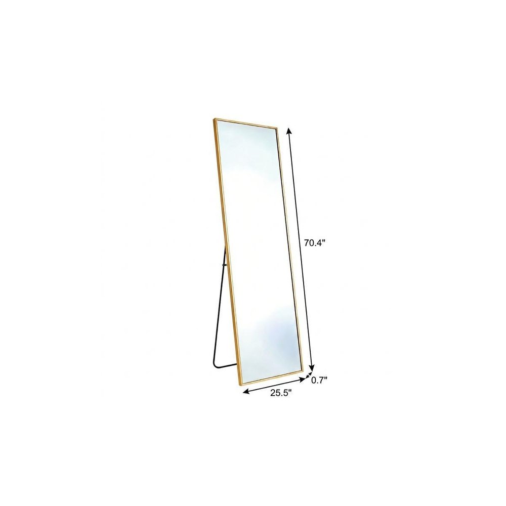 70" Gold Aluminum Freestanding And Wall Mounted Framed Full Length Mirror