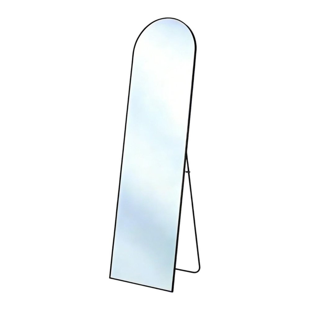 70" Black Aluminum Arch Freestanding And Wall Mounted Framed Full Length Mirror