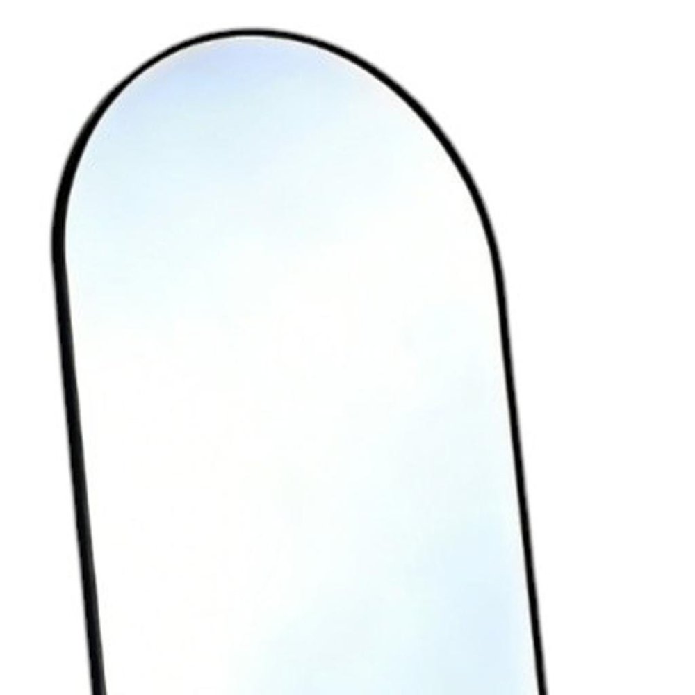 70" Black Aluminum Arch Freestanding And Wall Mounted Framed Full Length Mirror