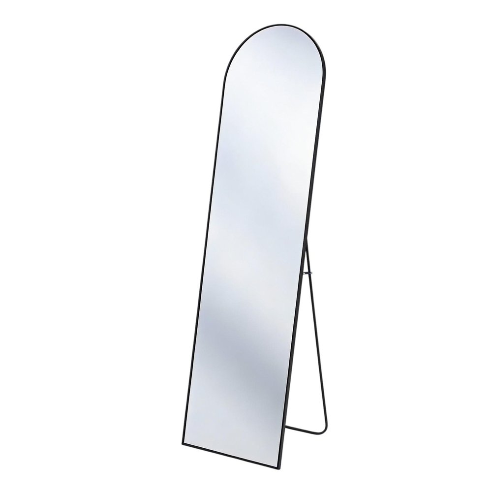 56" Black Aluminum Arch Freestanding And Wall Mounted Framed Full Length Mirror