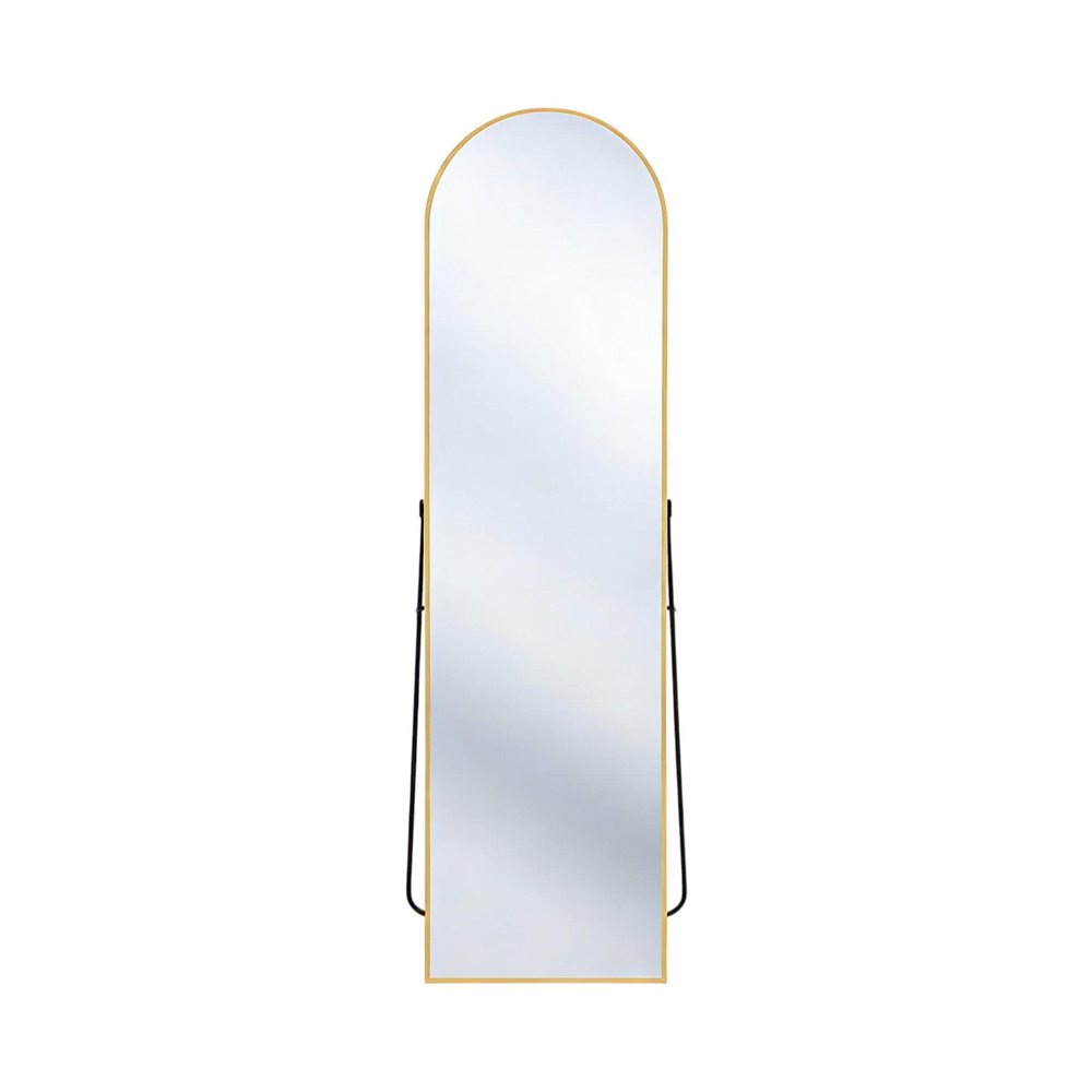 56" Black Aluminum Arch Freestanding And Wall Mounted Framed Full Length Mirror