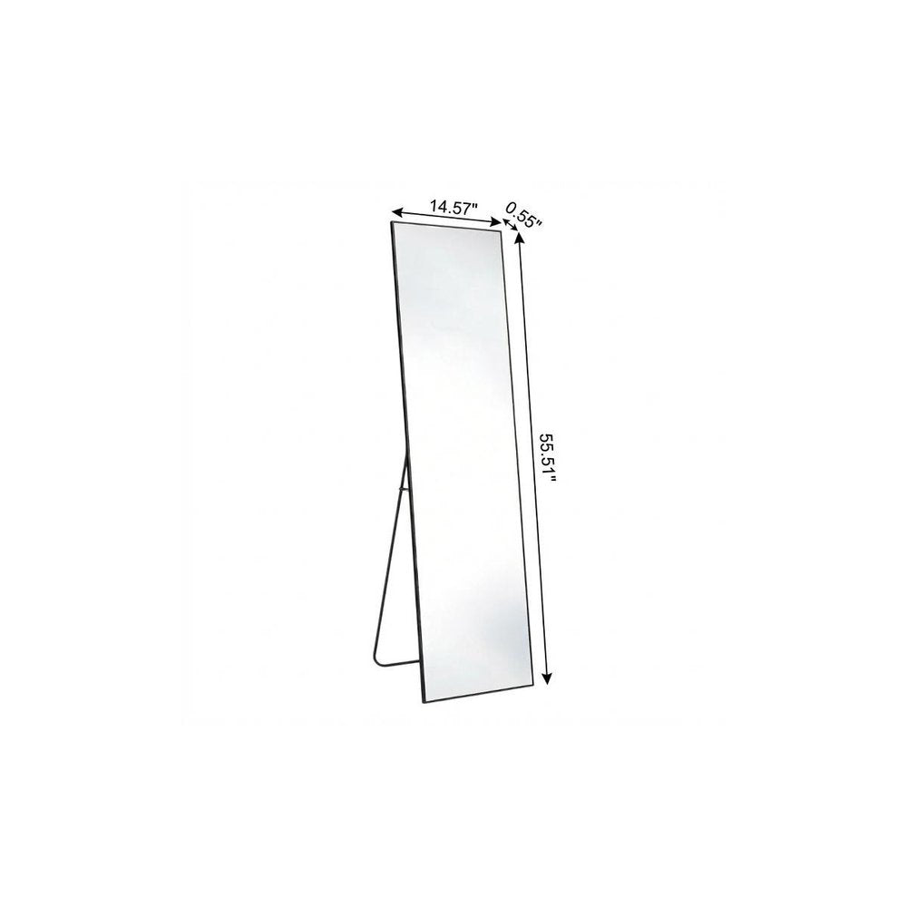 56" Black Aluminum Freestanding And Wall Mounted Framed Full Length Mirror