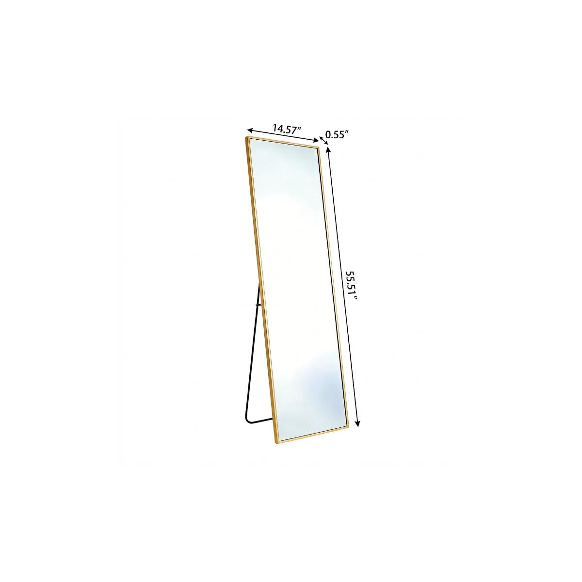 56" Gold Aluminum Freestanding And Wall Mounted Framed Full Length Mirror