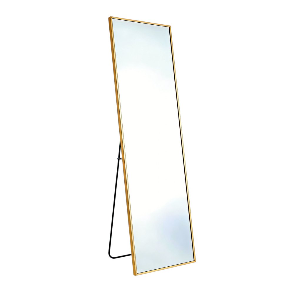 56" Black Aluminum Freestanding And Wall Mounted Framed Full Length Mirror