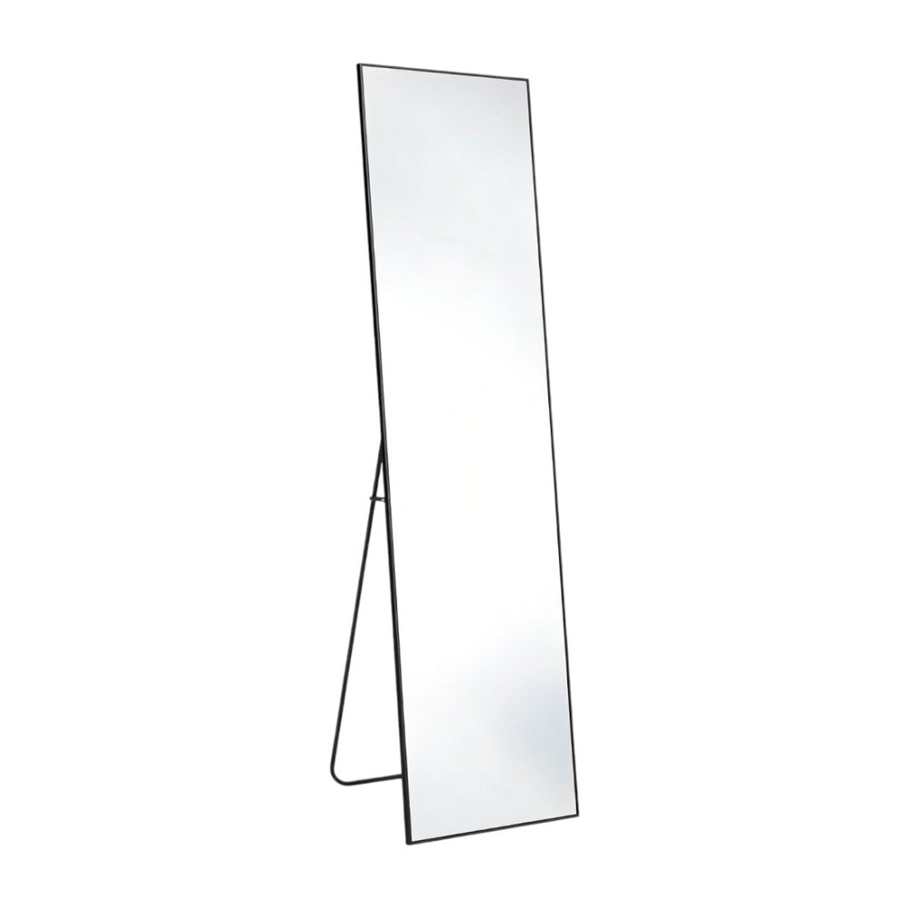 55" Black Aluminum Wall Mount Leaning Or Freestanding Framed Full Length Mirror