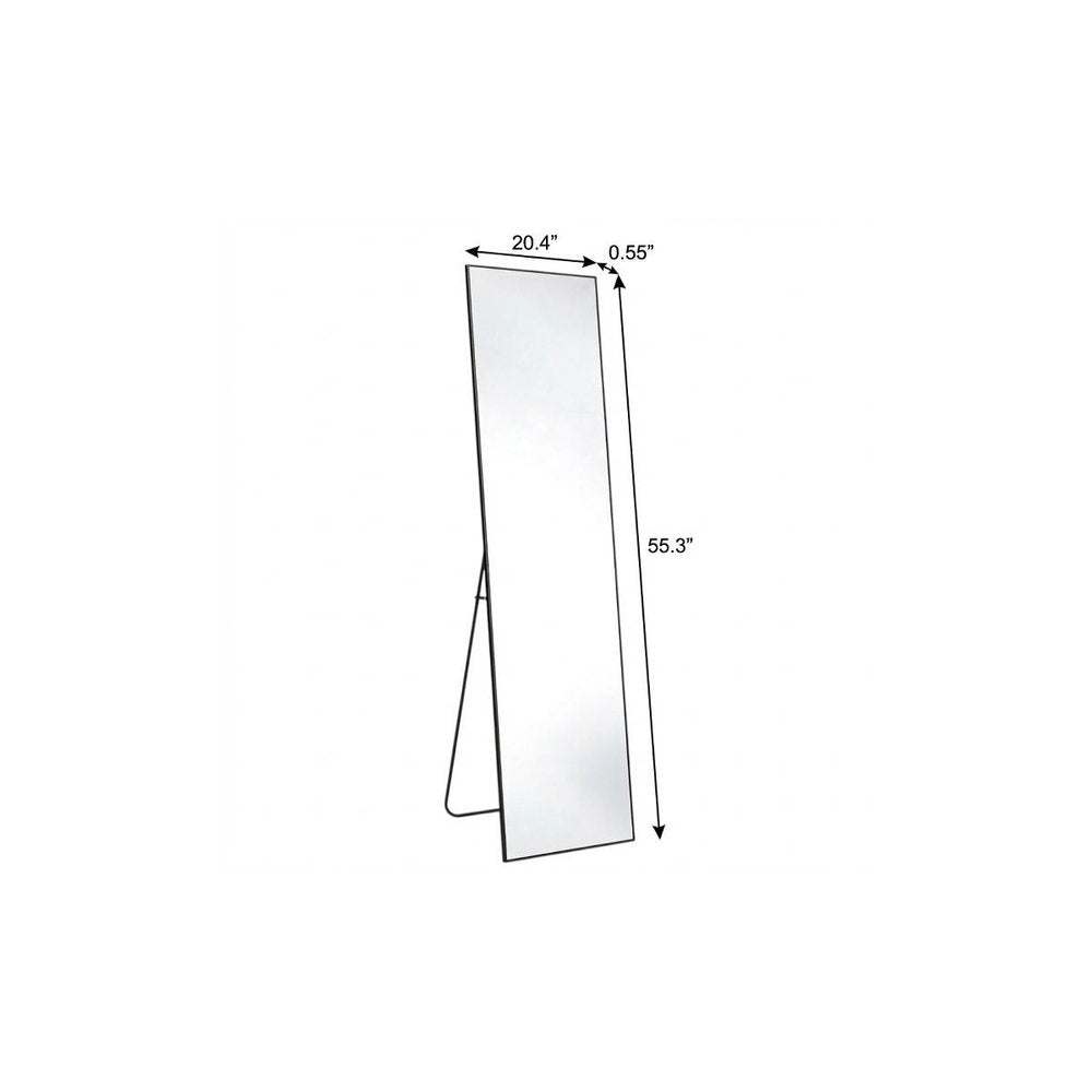 55" Black Aluminum Freestanding And Wall Mounted Framed Full Length Mirror