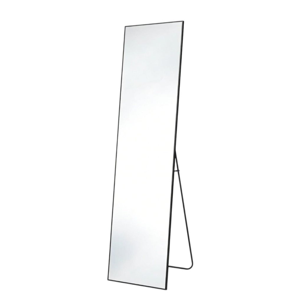55" Black Aluminum Freestanding And Wall Mounted Framed Full Length Mirror