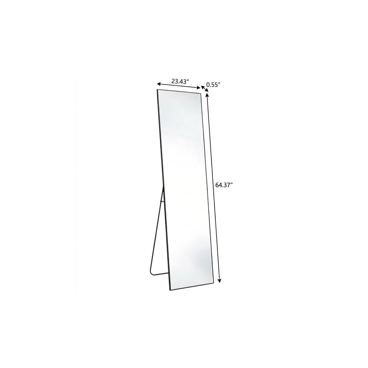 64" Black Aluminum Freestanding And Wall Mounted Framed Full Length Mirror