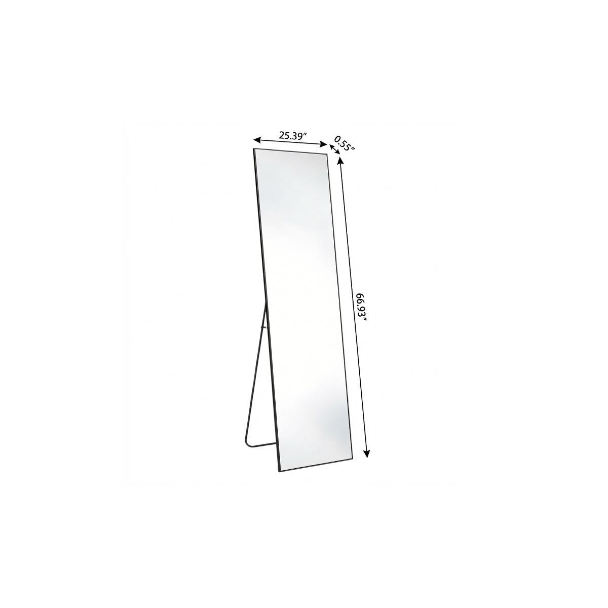 67" Black Aluminum Freestanding And Wall Mounted Framed Full Length Mirror