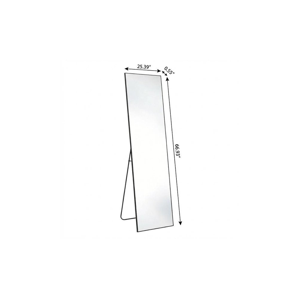 67" Black Aluminum Freestanding And Wall Mounted Framed Full Length Mirror