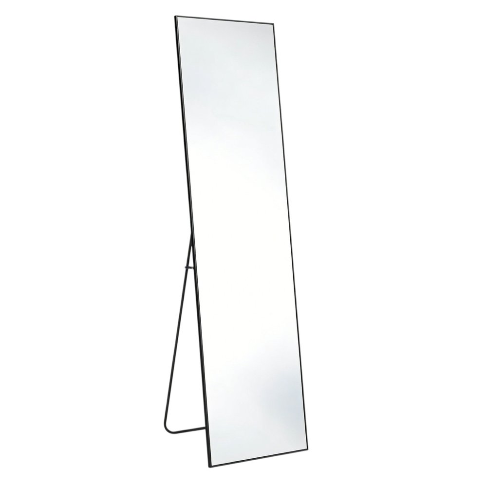 67" Black Aluminum Freestanding And Wall Mounted Framed Full Length Mirror