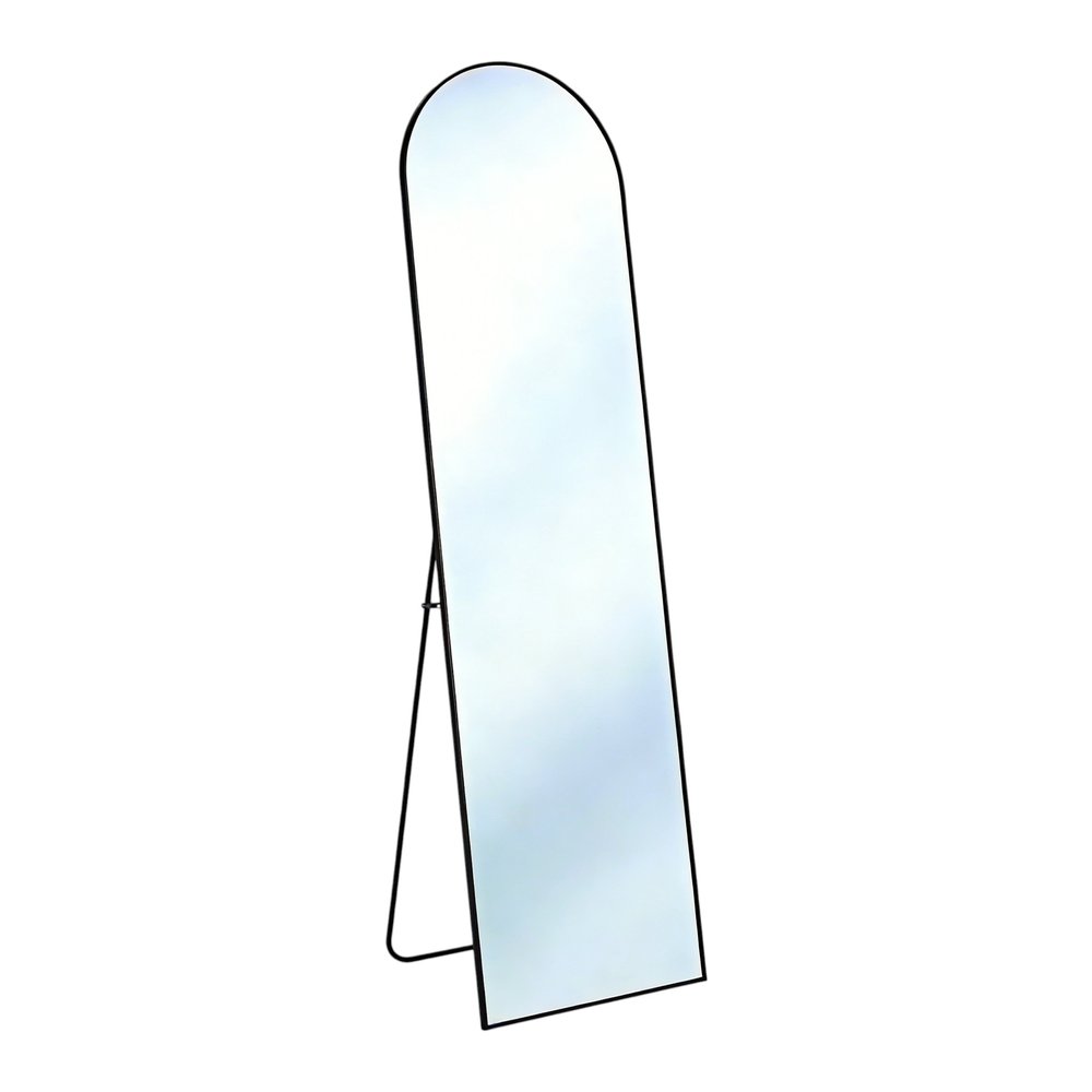 55" Black Aluminum Arch Freestanding And Wall Mounted Framed Full Length Mirror