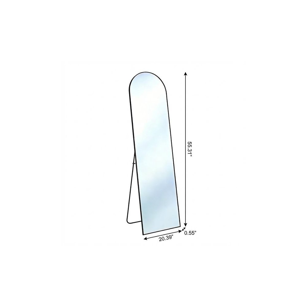 55" Black Aluminum Arch Freestanding And Wall Mounted Framed Full Length Mirror