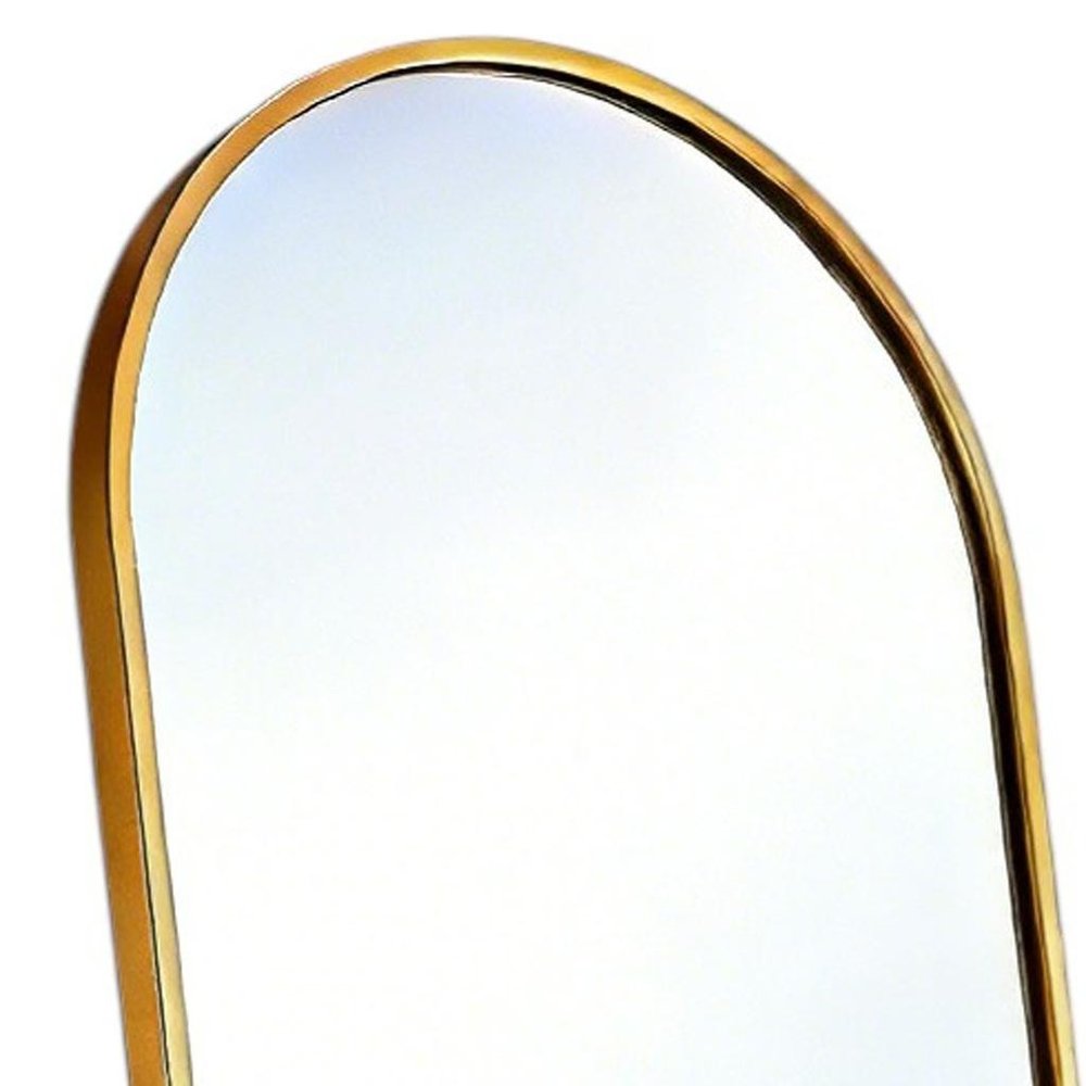 55" Gold Aluminum Arch Freestanding And Wall Mounted Framed Full Length Mirror