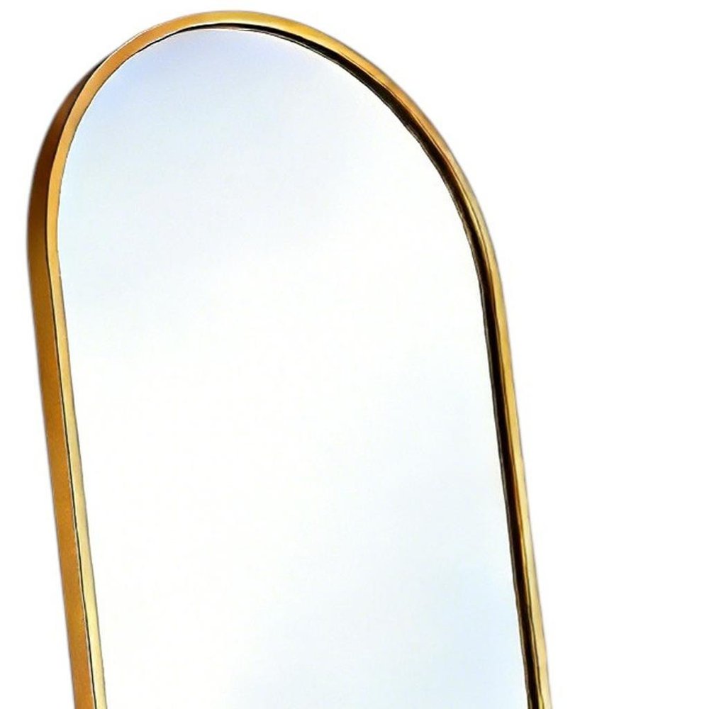 55" Gold Aluminum Arch Freestanding And Wall Mounted Framed Full Length Mirror