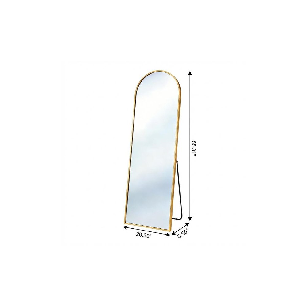 55" Gold Aluminum Arch Freestanding And Wall Mounted Framed Full Length Mirror
