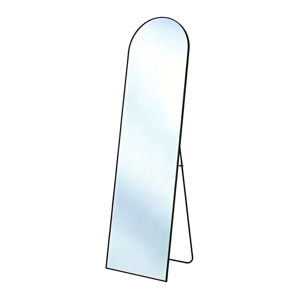 57" Black Aluminum Arch Freestanding And Wall Mounted Framed Full Length Mirror