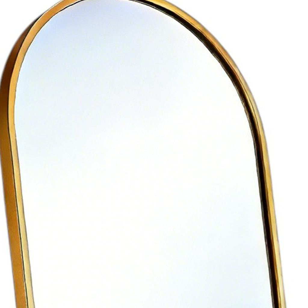 57" Gold Aluminum Arch Freestanding And Wall Mounted Framed Full Length Mirror