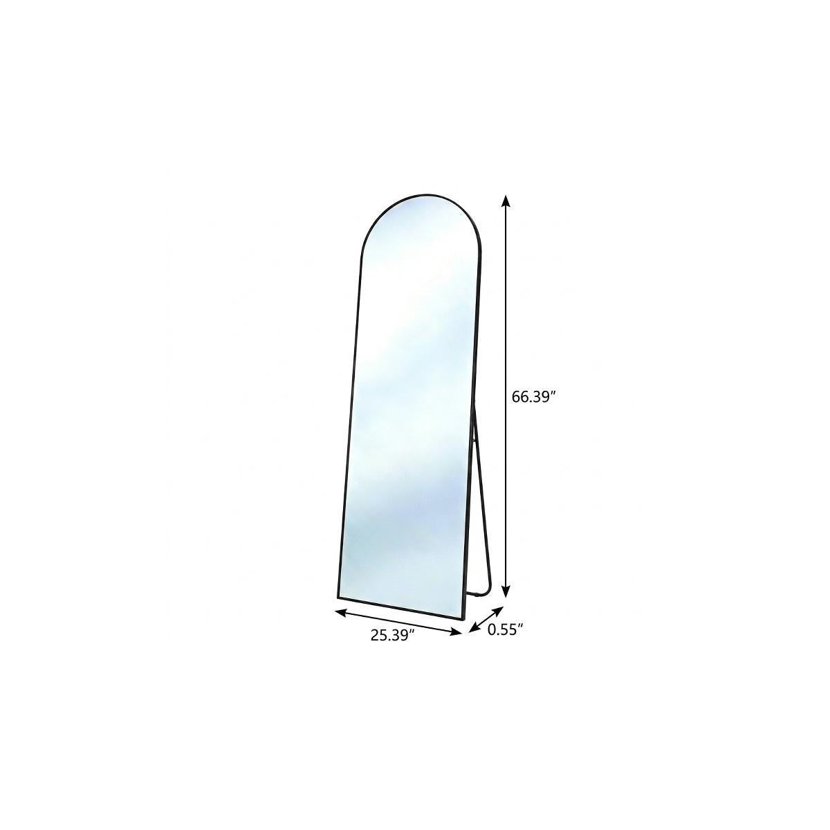 66" Black Aluminum Arch Freestanding And Wall Mounted Framed Full Length Mirror