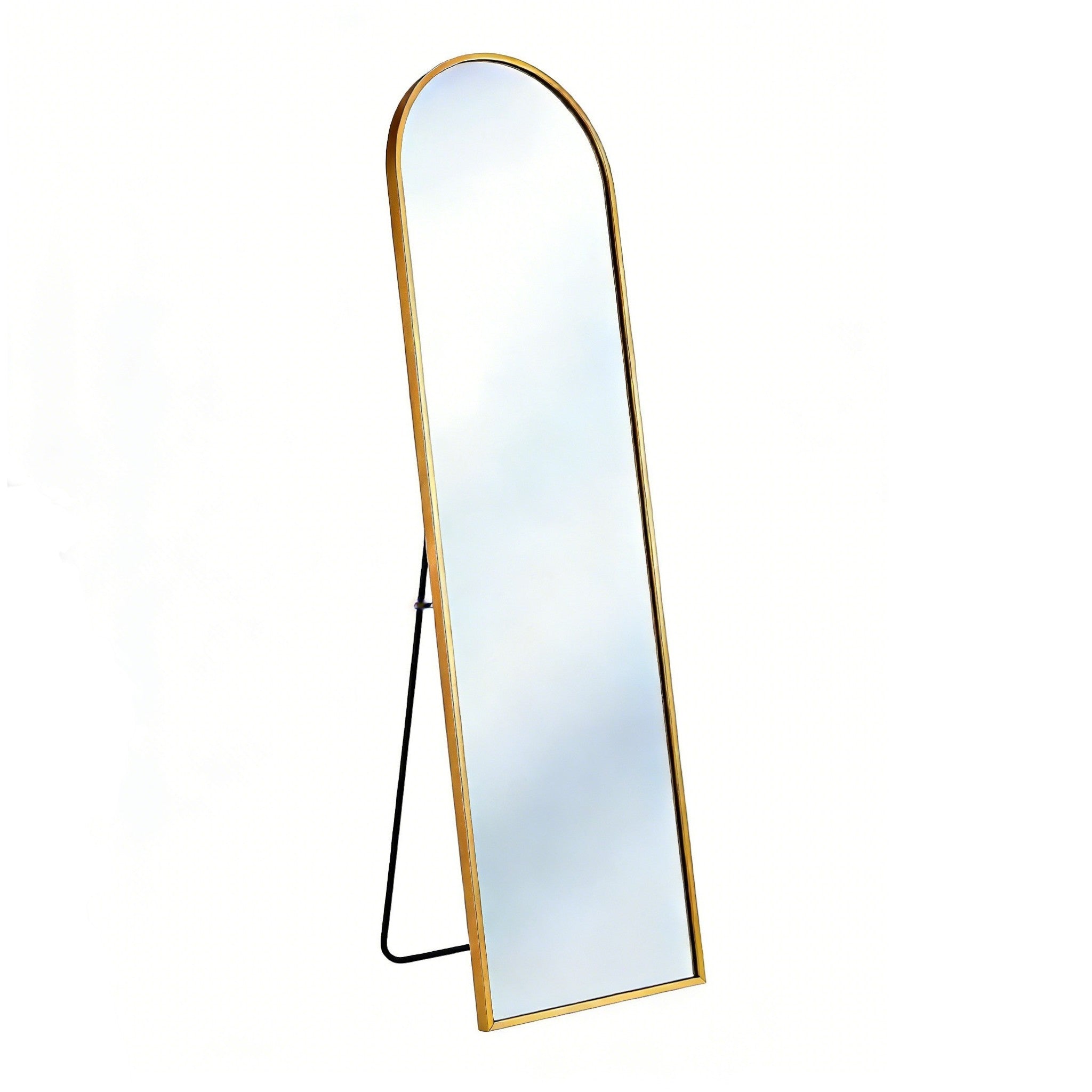 66" Gold Aluminum Arch Wall Mounted And Freestanding Framed Full Length Mirror