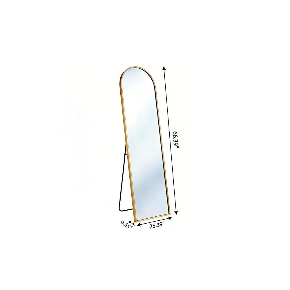 66" Black Aluminum Arch Freestanding And Wall Mounted Framed Full Length Mirror