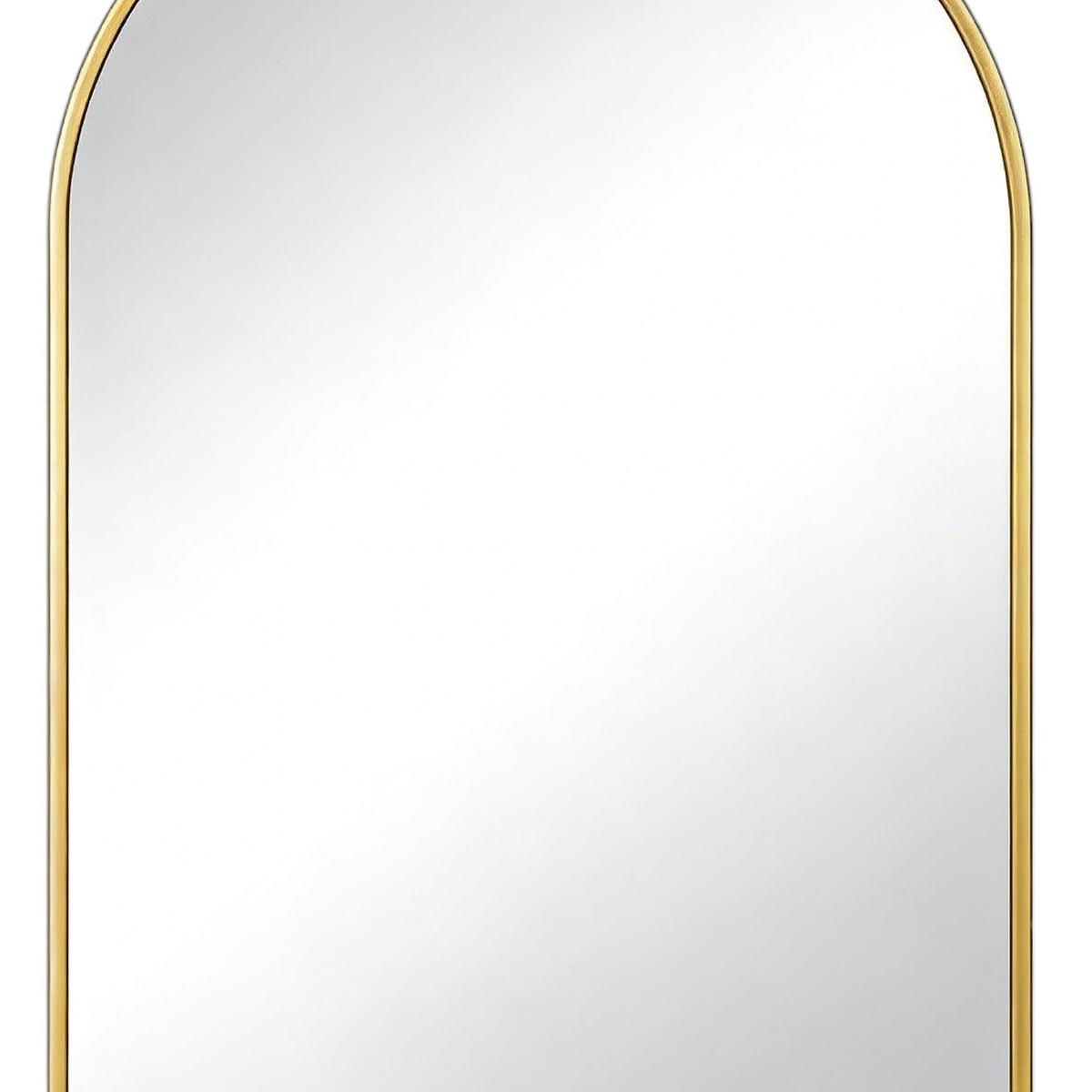 30" Gold Aluminum Arch Framed Anti Fog Accent Mirror
