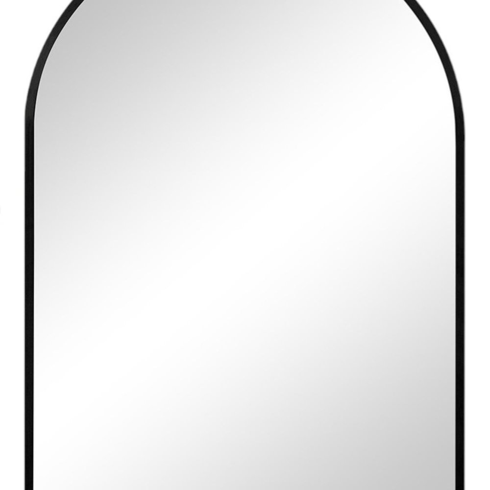35" Black Aluminum Arch Framed Anti Fog Accent Mirror