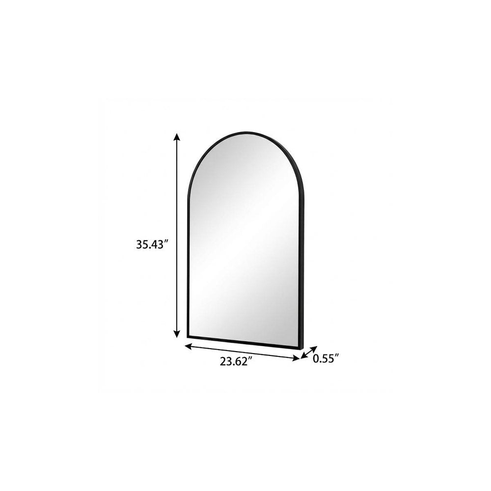 35" Black Aluminum Arch Framed Anti Fog Accent Mirror