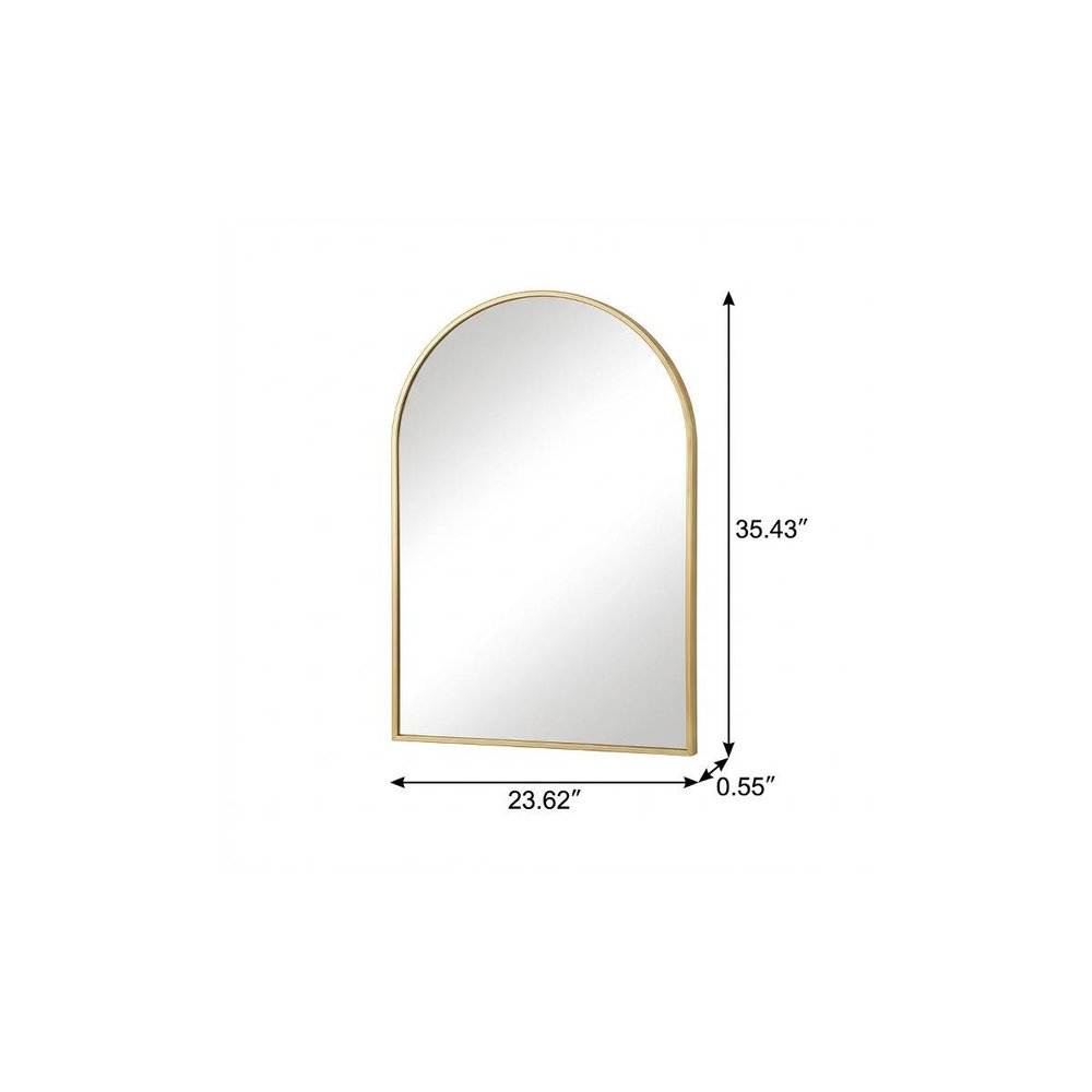 35" Gold Aluminum Arch Framed Anti Fog Accent Mirror