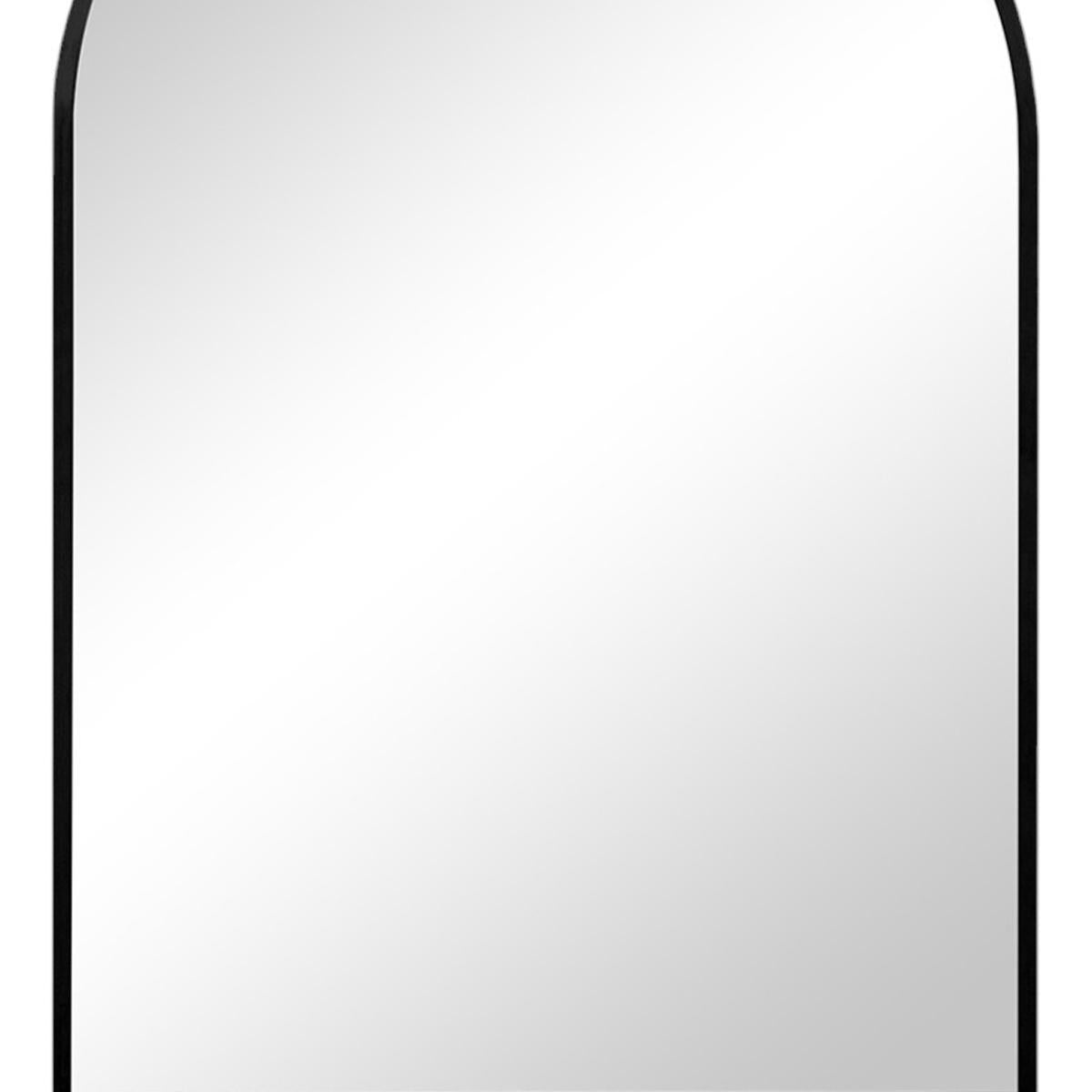 38" Black Aluminum Arch Framed Anti Fog Accent Mirror
