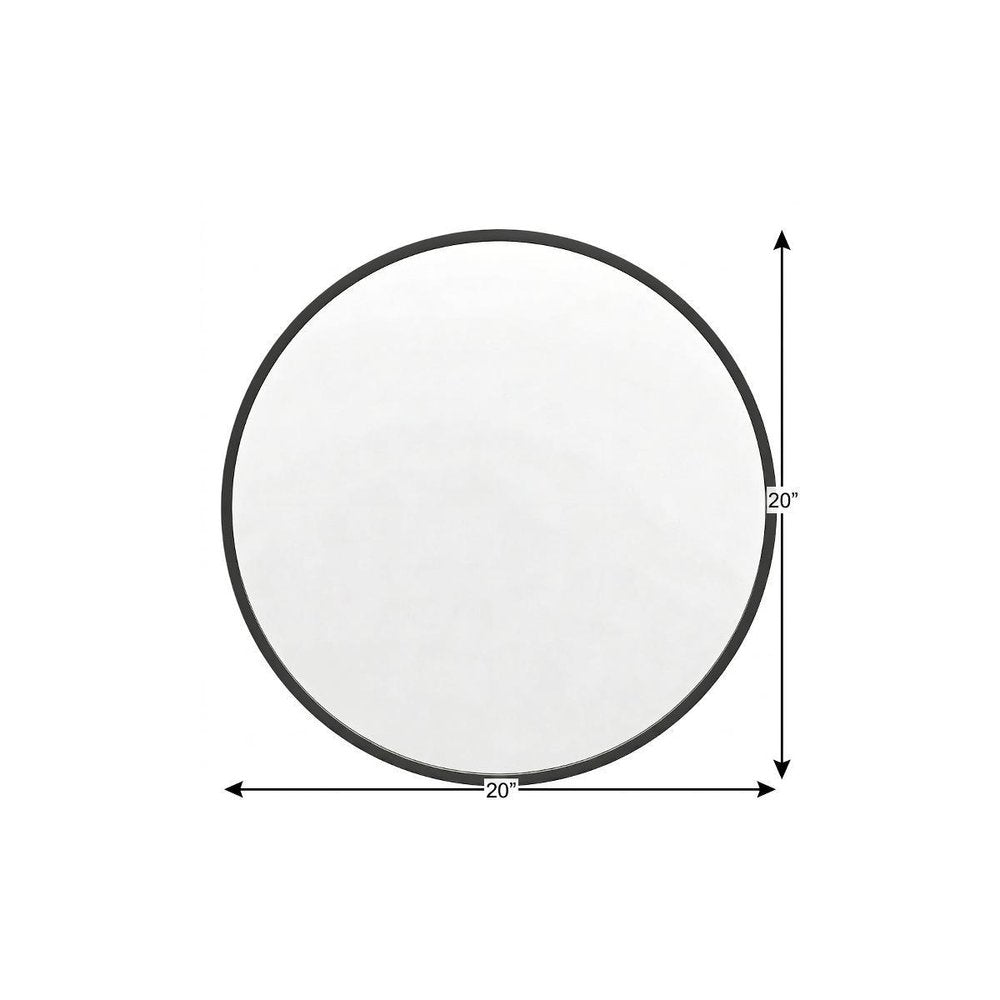 20" Black Aluminum Round Framed Accent Mirror