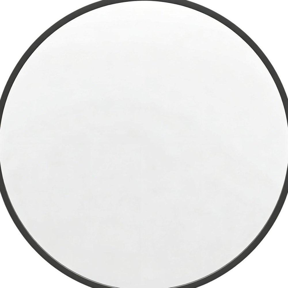 24" Black Aluminum Round Framed Accent Mirror