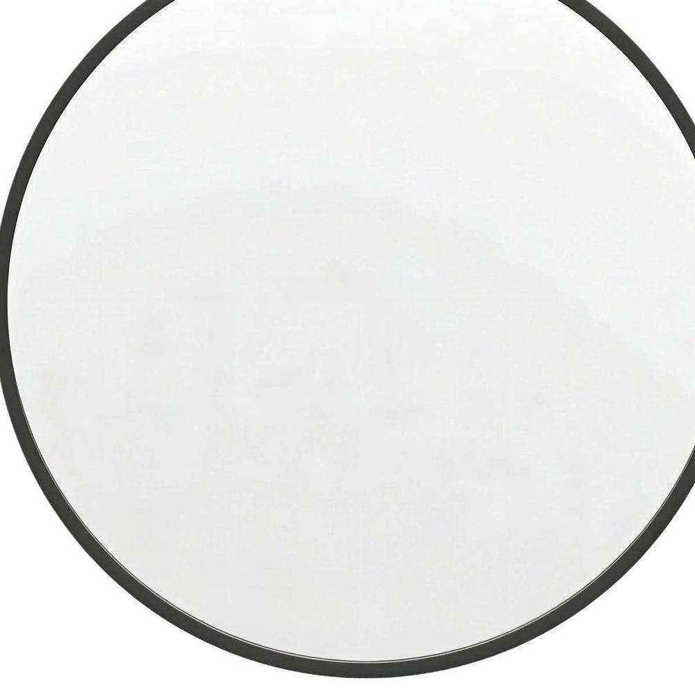 24" Black Aluminum Round Framed Accent Mirror